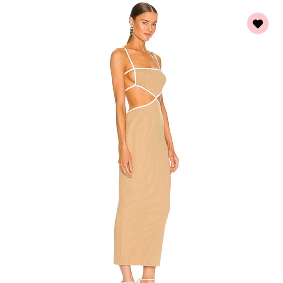 Coyote Midi Dress in Camel & Ivory - Picture 2 of 5